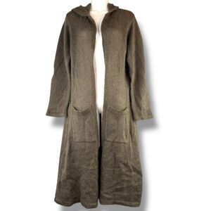Twiggy Brown Mohair Oversized Long Open Front Cardigan Hooded Gremlin Boho Core